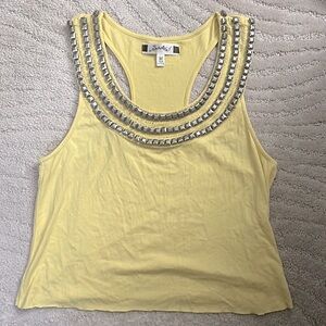 Y2K Sweetees Studded Crop Tank Top in Butter Yellow